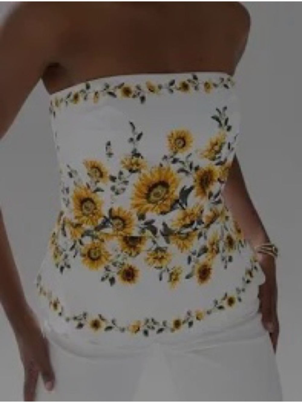 White House Black Market Cream & Yellow Women’s Strapless Top, Sz 14 NWOT